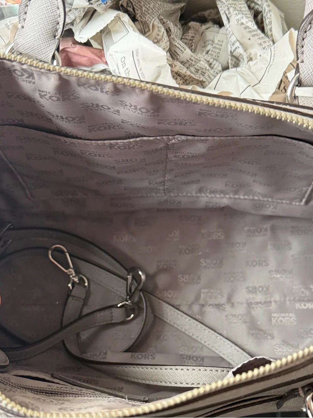 Michael Kors Gray Saffiano Dome Satchel